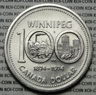 Canada 1874-1974 Winnipeg Centennial dollar $1 nickel lightly circulated