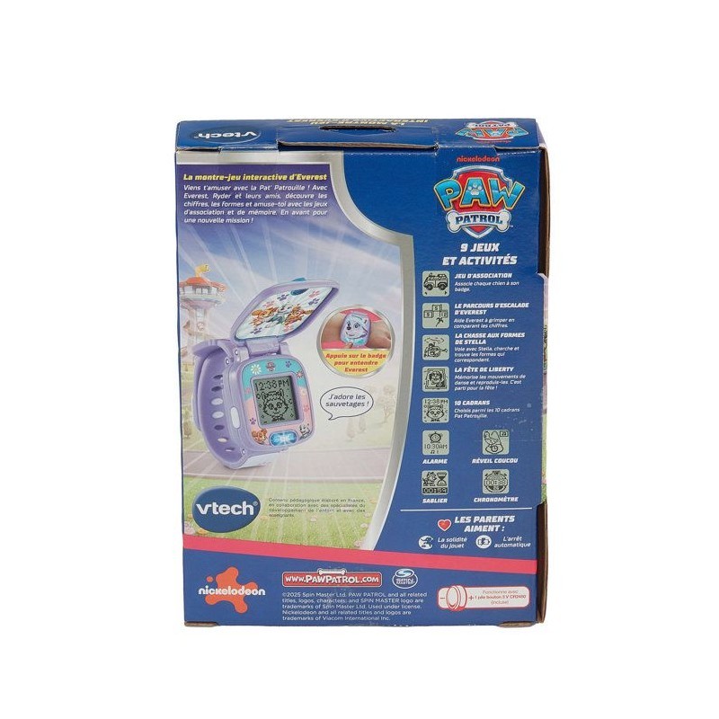 Montre interactive Everest Vtech violette pour apprendre l'heure en s'amusant