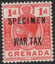 GRENADE 1916 SC. #MR2 var 1d SCARLET KING GEORGE V "SPÉCIMEN" COMME NEUF LH CAT 50 $