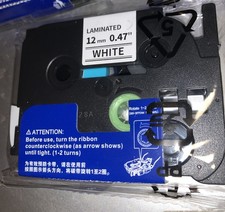 For Brother P-Touch Laminated White 12mm x 0.47". 1/2"