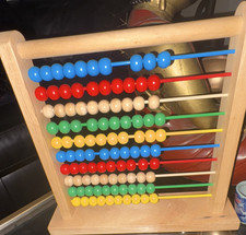 Wooden Abacus Mathematics Toy with Multi-Colored Beads Ages 3-7