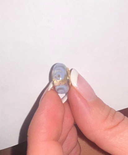 Authentic Pandora 14k Gold Periwinkle Spiral Murano Glass Charm 750510 Retired