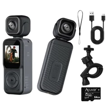 4K Dual Lens Pocket Camera 3-Axis Gimbal WiFi Vlog Camera Face Tracking 64GB