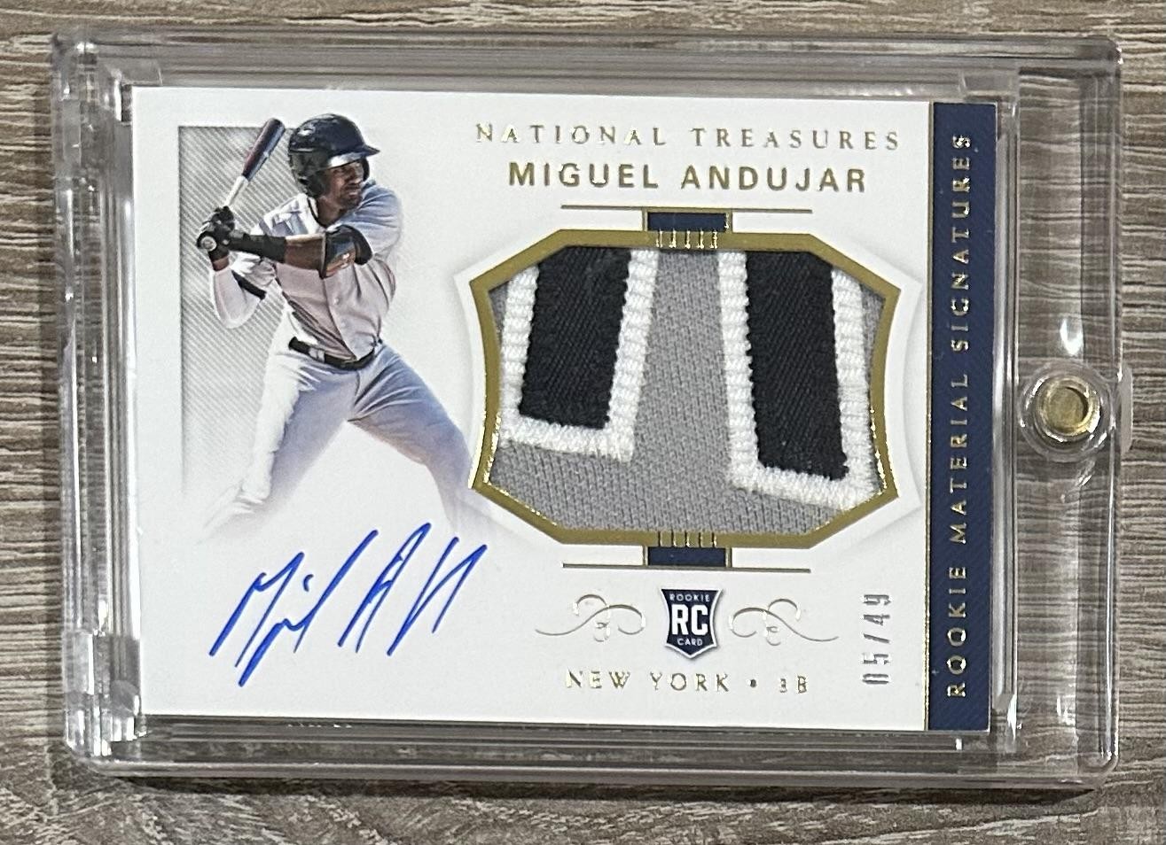 2018 Panini National Treasures #31 Miguel Andujar Gold Patch AUTO #/49