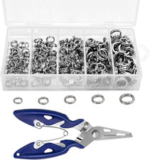 200 PCS Stainless Steel Fishing Split Rings Double Snap Tackle Connectors