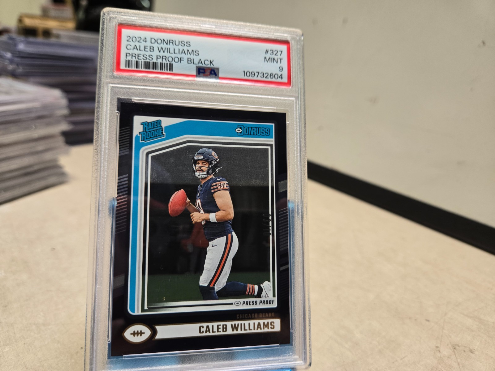2024 Donruss Caleb Williams Press Proof Black /10 Psa 9 Rated Rookie RC