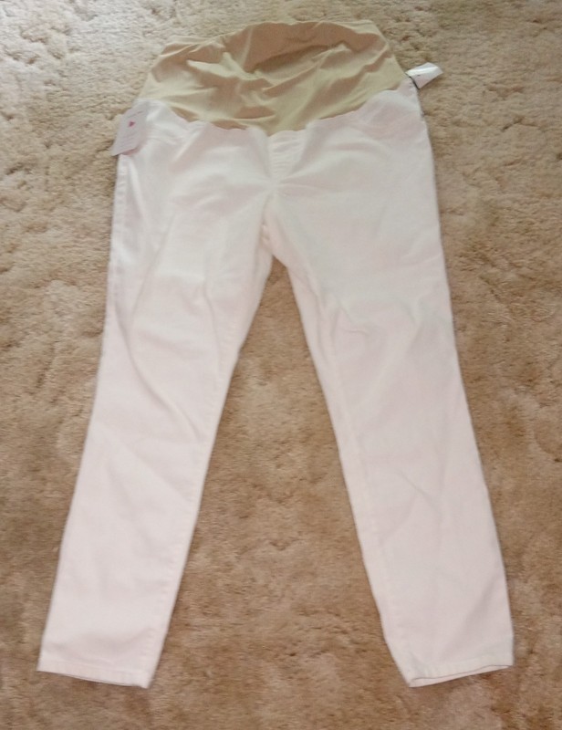 Isabel Womens Maternity Skinny Jeans White Stretch Pockets Denim 14 new w tags