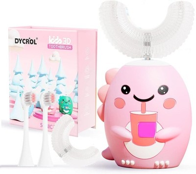 DYCROL Kids U Shaped Electric Toothbrush with 4 1 Count (Pack of 1), Pink
