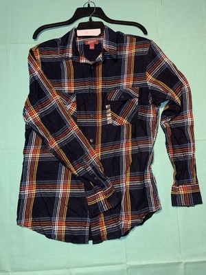 ARIZONA JEANS Plaid Shirt Blue/Red/Yellow Sz M B38'' Pit-2-Cuff 20'' Length 27.5''