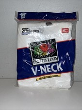 Vtg 1996 Fruit of the Loom 3 pack white V Neck Tshirt Sz Medium New