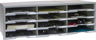 Modular 24-Compartment Literature Organizer, Gray
