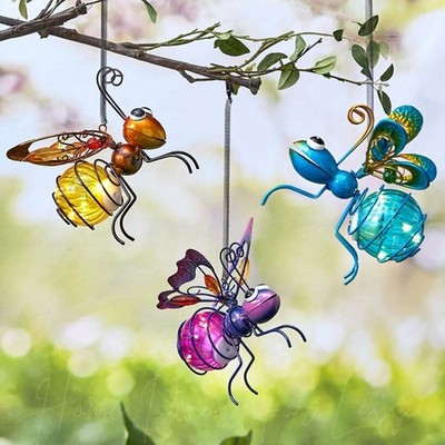 Solar LED Bouncing DRAGONFLY BUTTERFLY or BEE Bugs Lights Outdoor Garden Decor