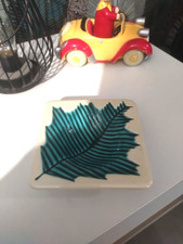 joli cendrier publicitaire feuillle  / céramique  G.F  desvres