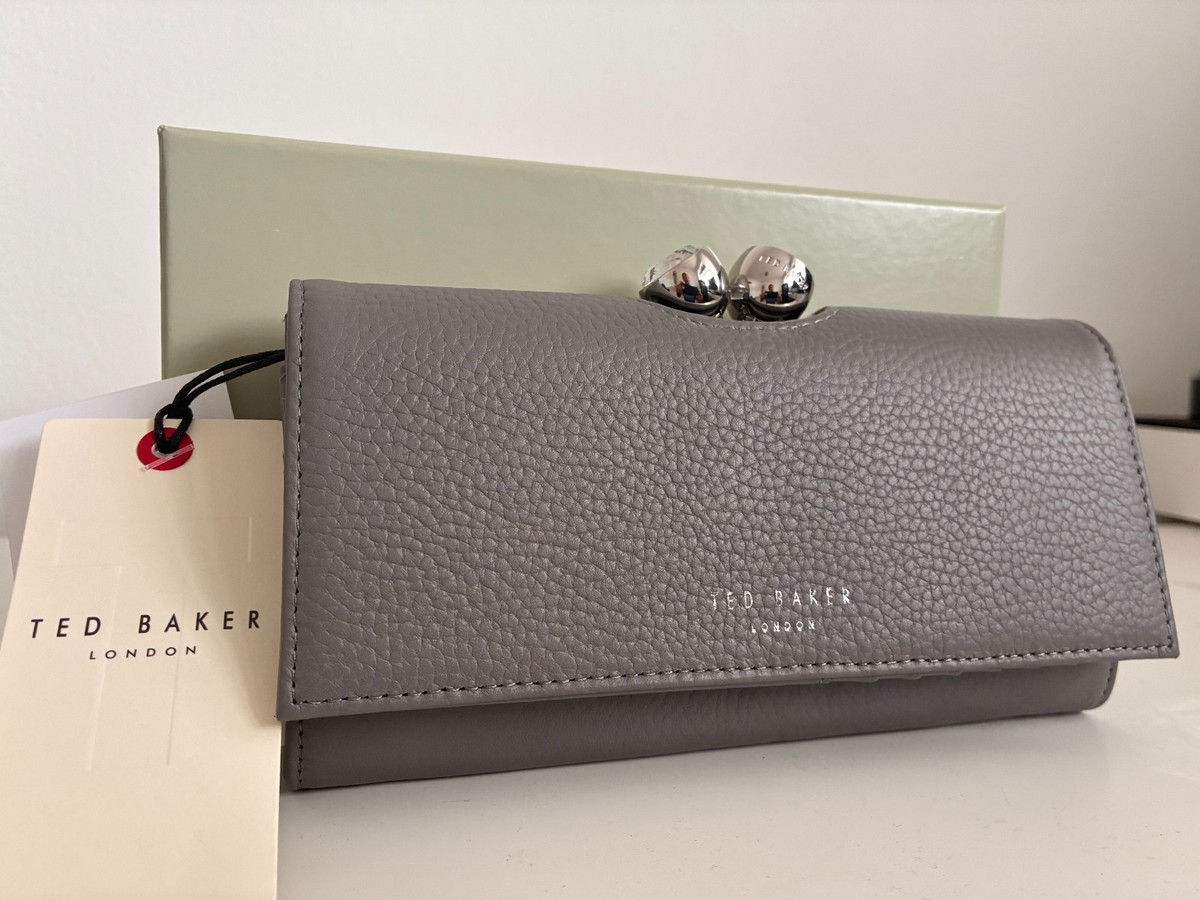 Ted Baker Rosyela Large Bobble Purse grey Leather Brand New NO BOX
