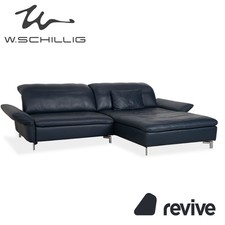 Willi Schillig Stella Leder Ecksofa Recamiere Blau Dunkelblau manuelle Funktion