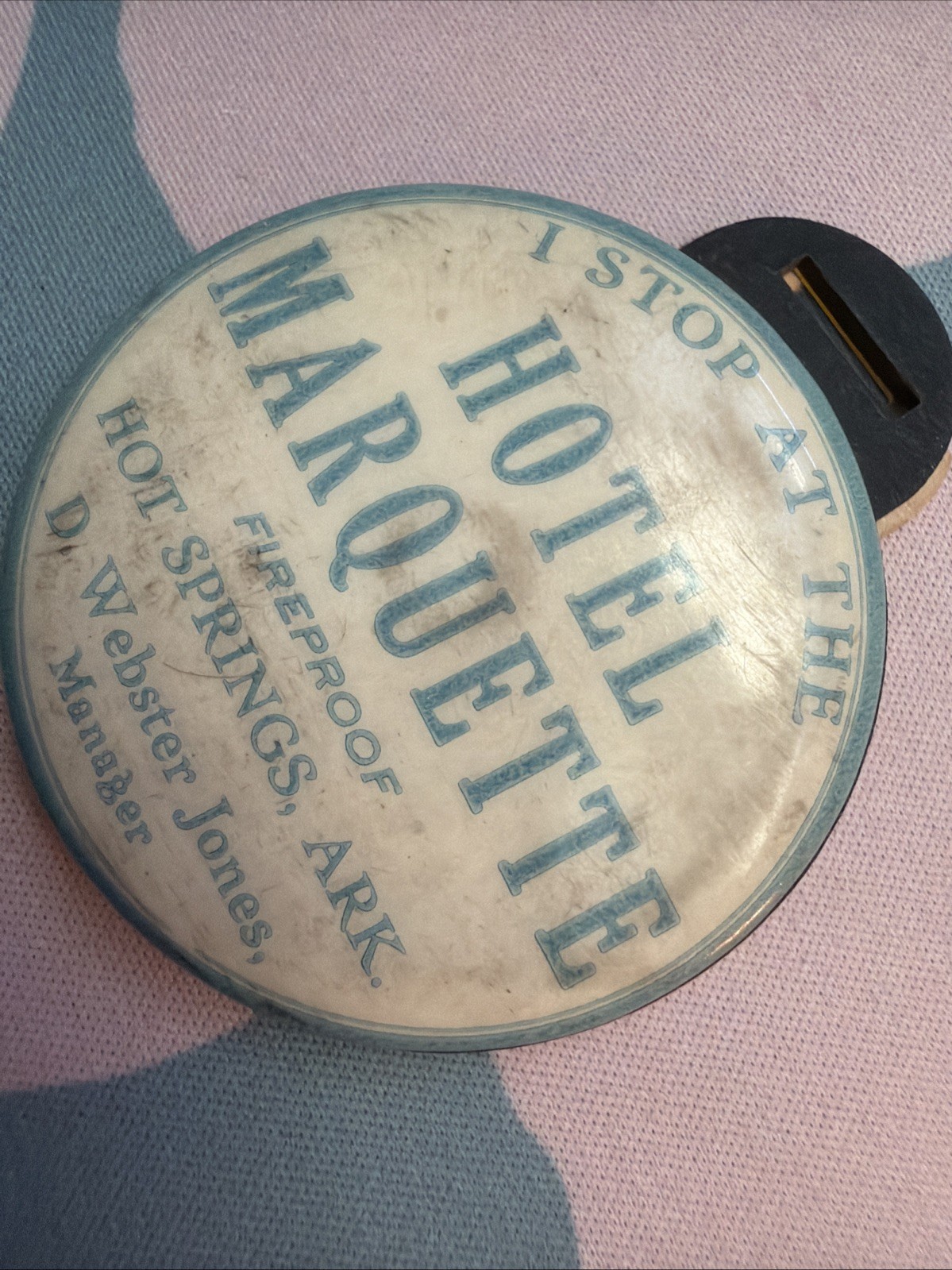Vintage 1930s Hotel Marquette Hot Springs Arkansas Luggage Tag