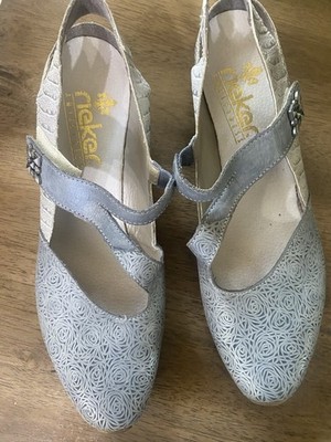 Rieker antistress gray leather perforated mary jane shoes size 42 Romantic Love