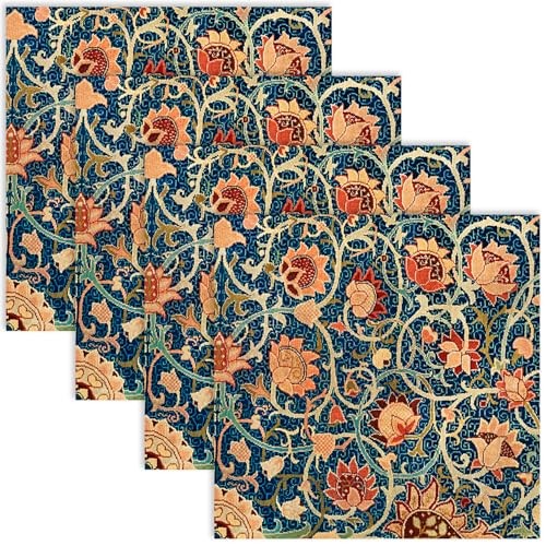 50 Pack William Morris Cocktail Napkins Blue Paper Napkins Vintage Floral
