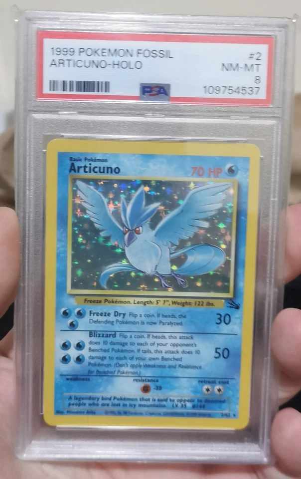 1999 WOTC Articuno Holo Pokemon Card 2/62 Fossil Set PSA 8 Near Mint - Image 3 of 4