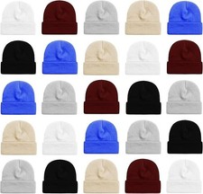 Winter Beanie Hats, Unisex Thermal Toboggan Cold Weather Cuffed Caps