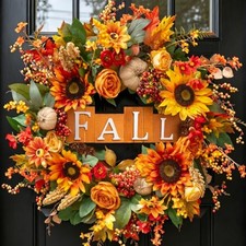 24 Inch Fall Wreaths for Front Door Autumn Wreath with Fall Sign