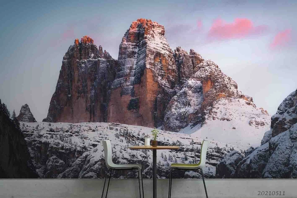 Murales de pared de paisaje de montaña de nieve 3D papel tapiz murales pegatina de pared Foto 2 de 4