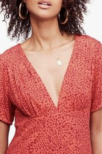 Free People Looking For Love Midi Dress Orange Animal Print Size 6 Womens