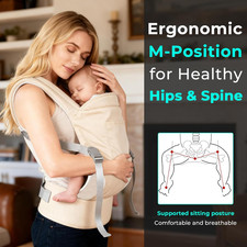 Baby Carrier Newborn to Toddler Soft Structured Hip Healthy Design 3 Carry Ivory