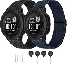22mm Elastic Nylon Band Compatible with Garmin Instinct 1/2/3 45mm Solar/Fore...