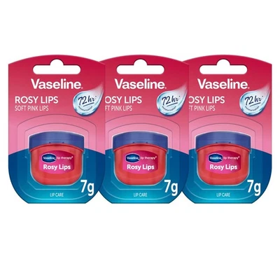 Vaseline Lip Therapy Rosy, Baume à Lèvres Nourrissant, Lot de 3 (3 x 7g) - Photo 1/4