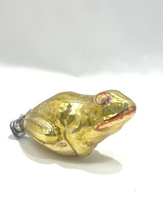 Antique Vintage Key Lime Green Frog Clip On Glass Christmas Tree Ornament - Read