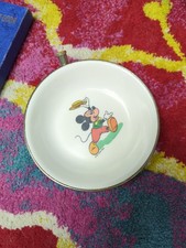 Vintage Disney Production Mickey Mouse Ceramic Aluminum Food Dish Bowl