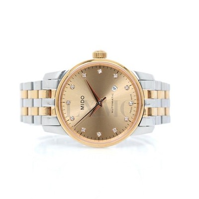 Mido Baroncelli Two-Tone Watch Champagne Diamond Dial M7600