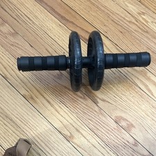 Ab Roller Two Wheels Foam Handles Black Abdominal Exercise Equipment