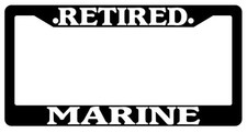 Black License Plate Frame Retired Marine Auto Accessory Novelty Black License Plate Frame Retired Marine Auto Accessory Novelty