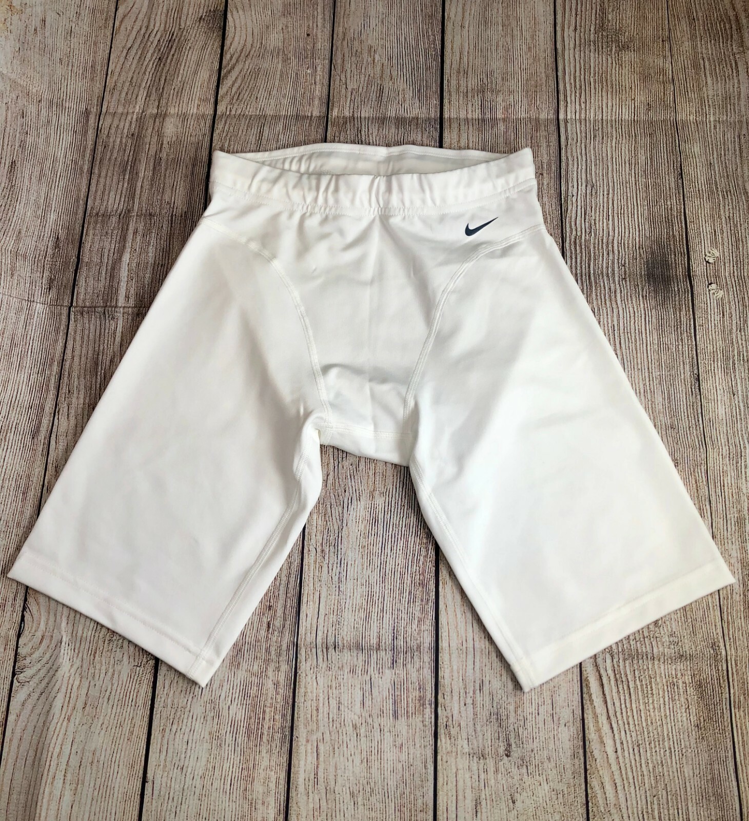 Women's NIKE 9" Compression Shorts RN56323 CA05553 White & Gold