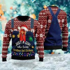 Just A Girl Who Loves Christmas And Chicken Farmer Ugly Christmas Sweater