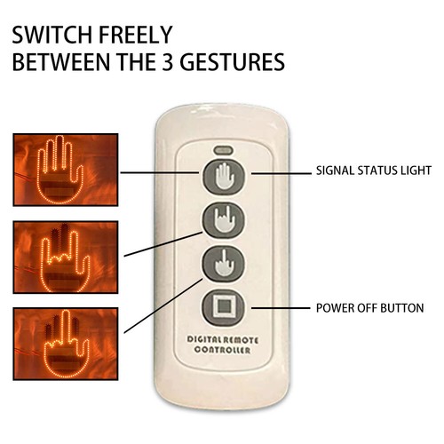 Finger Gesture Light with Remote LED Car Back Window Sign Hand Light Gift Sale - Picture 11 of 16