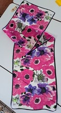 Vintage Anne Klein for Vera Fuchsia Purple Poppies Silk Scarf NOS Japan