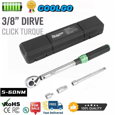  1/4'' 1/2'' 3/8'' Square Drive Torque Wrench Ratchet 5-60Nm 3.69-44.28Ft-Lb 3 in 1