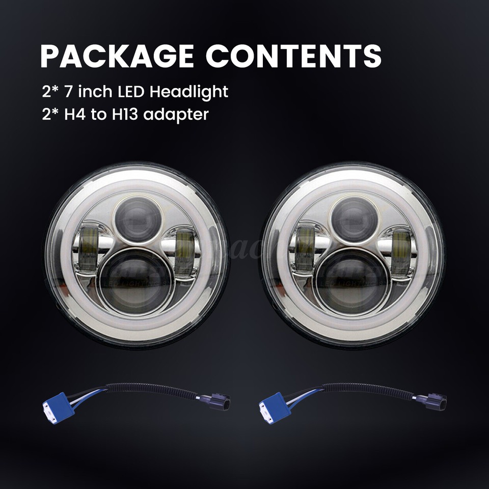 Pair Of 7 Inch Round LED Headlights With Chrome Halo - Hi/Lo Beam & DRL For Chevy C10 C20 C30 Trucks 3 thumbnail image