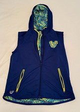 Disney Parks Mickey Mouse Mosaic Blue Hooded Full Zip Vest Size Small