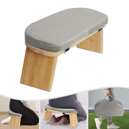 Bamboo Meditation Bench Kneeling Stool Foldable Yoga Bench with Carrying Bag - Picture 1 of 13