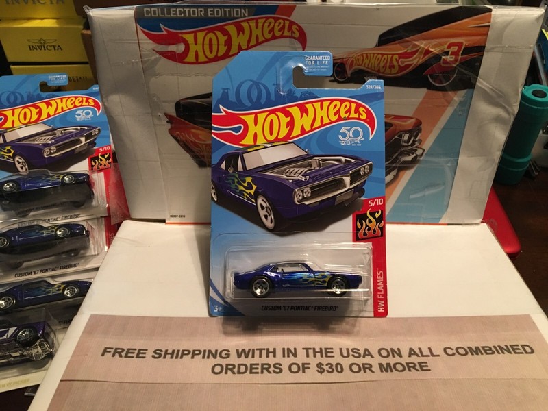 HOT WHEELS CUSTOM 67 PONTIAC FIREBIRD BLUE HW FLAMES 5/10 VHTF!
