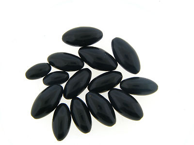 Vintage Estate German Jet Black Chubby Rice Oval Mix Lucite Bead Lot