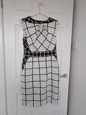 Black and White Karen Millen Geometric Work Dress, Business Wear in UK Size 12