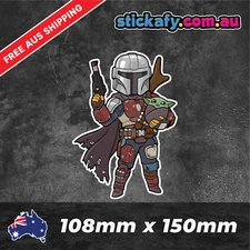 Daddy Mandolorian Sticker Funny Laptop Car Window Bumper 4x4 Ute Decal chibi 4wd