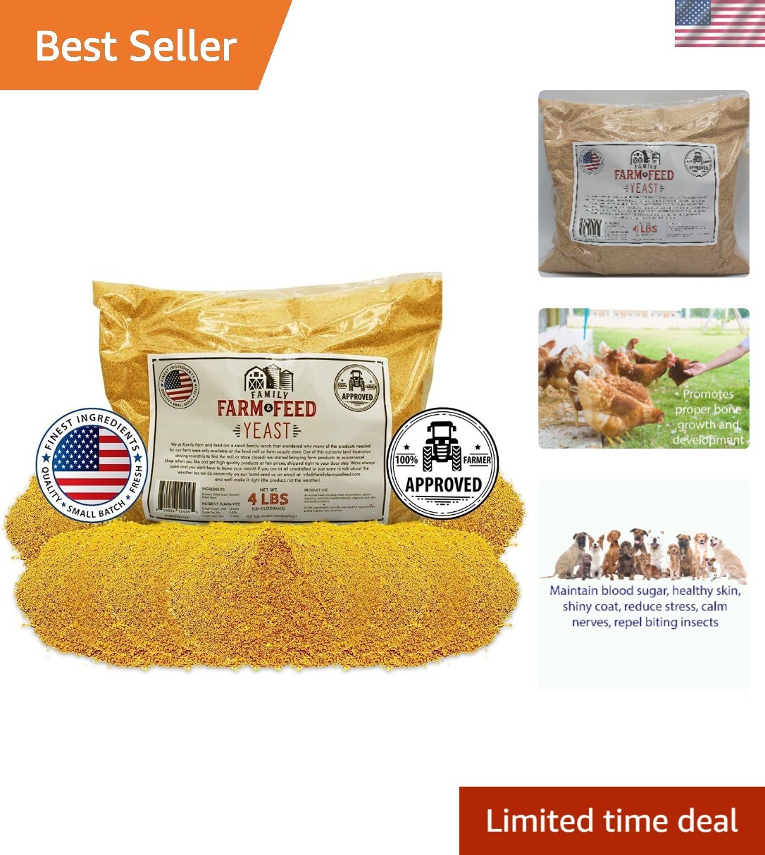 Natural Brewers Yeast for Dogs & Small Animals | 4 lbs Granular Supplement