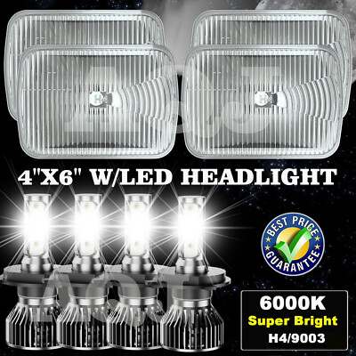 4PCS '' LED Headlights Hi/Lo Beam H4 Fit Pontiac Sunbird 1986 1987 1988 1989 US
