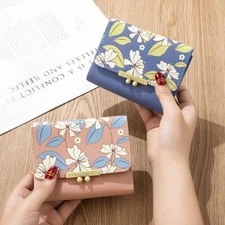 Womens  Leather Small Wallet Trifold Wallet Mini Purse Folding Card Holder Bag